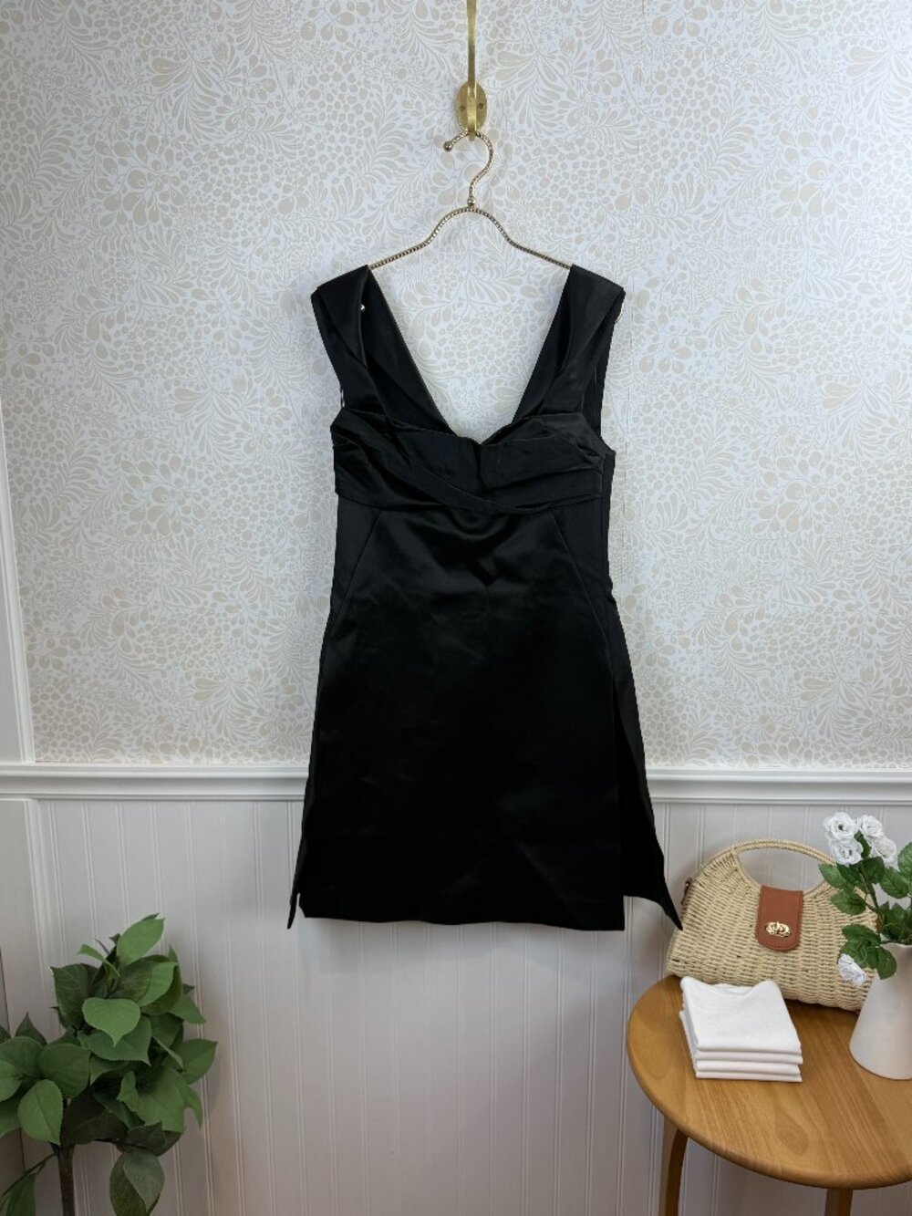 JIL SANDER Black Satin Acetate Sleeveless Mini Flared Cocktail Dress - Size - 38